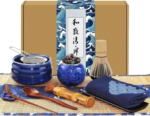 Vista 8 de Artcome Juego de té matcha, batidor de matcha, cuchara tradicional, cuenco matcha, soporte para batidor de cerámica, kit de ceremonia matcha hecho a