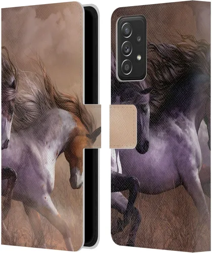 Vista 131 de Head Case Designs Officially Licensed Laurie Prindle A Morgan Christmas Western Stallion Leather Wallet Case Compatible with Samsung Galaxy A07 4G