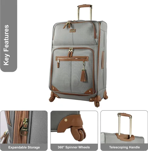 Vista 2 de Steve Madden Colección de equipaje de diseñador Maleta ligera y expandible para hombres y mujeres Bolsa de transporte duradera de 20 pulgadas