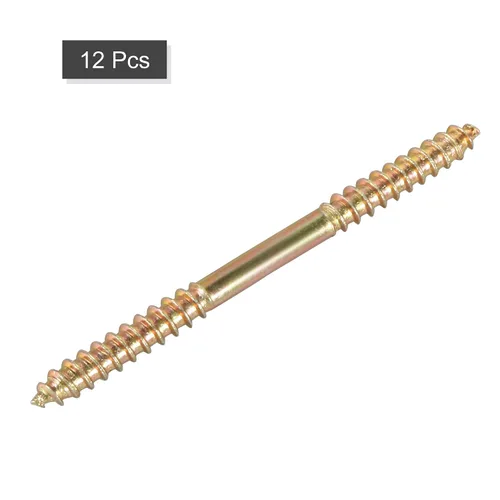 Vista 3 de uxcell Pernos de suspensión de 0.197 x 2.559 in, 12 tornillos de rosca autorroscante de doble extremo de madera a madera para conexión de madera