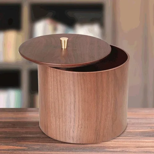 Vista 4 de Garbage Cans Garbage Cans Round Mini Table Trash Can with Lid,Garbage Container Bin Wooden Wastebasket Waste Baskets Basket