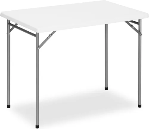 Vista 11 de Mesa plegable rectangular de 3 pies para todas las ocasiones, mesa plegable con mesa de polietileno de alta densidad y patas de acero, mesa plegable