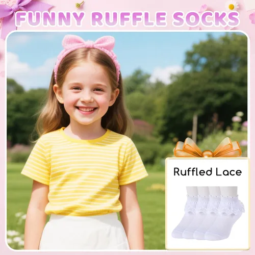 Vista 20 de sockfun Calcetines con volantes para bebé, calcetines de encaje con volantes para niños pequeños y niñas