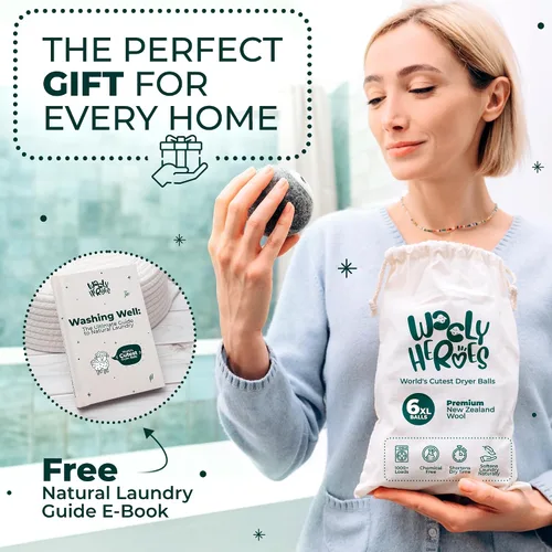 Vista 5 de No más hojas de secadora! Bolas de lana reutilizables para secadora XL, paquete de 6 unidades, reduce la estática, reduce el tiempo de secado y 6