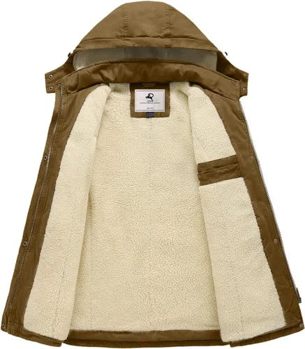 Vista 2 de Uoiuxc Abrigo de invierno cálido con capucha para mujer con forro polar