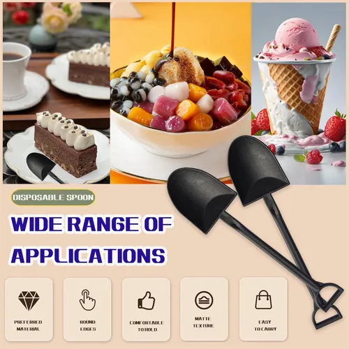 Vista 4 de OaaXbbECco Cucharas de postre plásticas desechables lindas de la novedad de la forma de la pala (50)