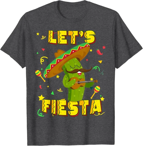 Vista 32 de Cinco De Mayo - Camiseta de regalo con sombrero de cactus Let's Fiesta, Negro, S