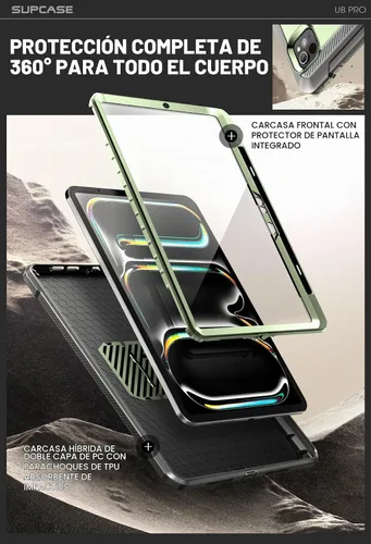 Vista 5 de SUPCASE for iPad Pro 13 inch Case M5/M4 2025/2024 with Pencil Holder Green Guldán