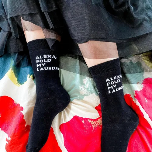 Vista 5 de Calcetines de vestir divertidos de algodón de colores y elegantes, unisex, con patrón familiar