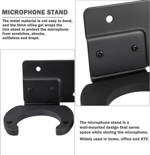 Vista 3 de Soporte de micrófono de doble pared para micrófono, soporte de gancho para micrófono y hogar, estudio u oficina (negro)