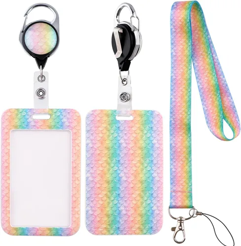 Vista 8 de Cordón con Llavero para Hombre con Insignias de Identificación con Clip de Carrete Retráctil Soporte para Insignias Llavero con Bandera Americana