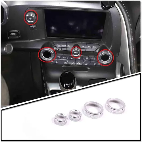 Vista 12 de Cubierta de botón de ajuste de volumen de aire acondicionado de aleación de aluminio compatible con Chevrolet Corvette C7 2014 2015 2016 2017 2018