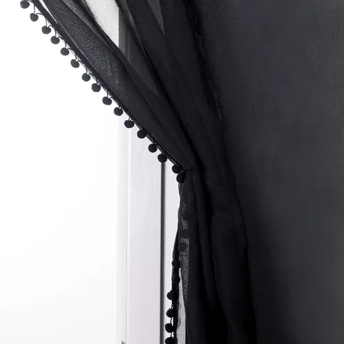 Vista 5 de Elegant Comfort Cortinas semitransparentes con borlas con pompones, juego de 2 paneles, con bolsillo para barra de 2 pulgadas, cortinas