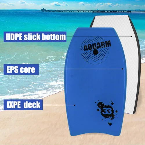 Vista 3 de Bodyboard con correa de muñeca, 33 pulgadas/37 pulgadas/42 pulgadas tablero de cuerpo ligero con núcleo EPS y superficie inferior lisa de alta