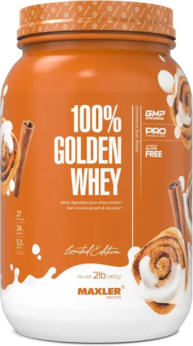 Vista 22 de Maxler Proteína de suero de leche 100% dorada, 0.94 onzas de proteína por porción, proteína de suero en polvo para antes del entrenamiento