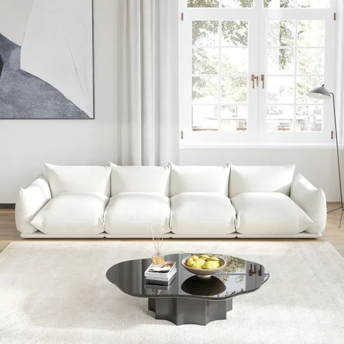 Vista 18 de Sofá de nube de asiento profundo de 77 pulgadas, moderno sofá modular de chenilla, sofá modular de 2 asientos con cojines gruesos de felpa y otomana