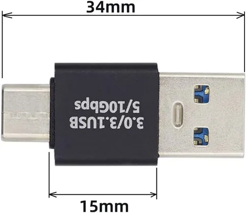 Vista 4 de xiwai USB3.0 tipo A macho a USB 3.1 tipo C macho datos 10Gbps adaptador de carga en ángulo abajo 90 grados para teléfono portátil