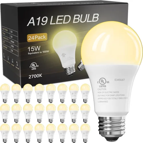 Vista 11 de Bombillas LED TJOY, equivalentes a 100 vatios A19, blanco cálido suave de 2700K, bombillas de ahorro energético con base estándar E26, 1500 lúmenes