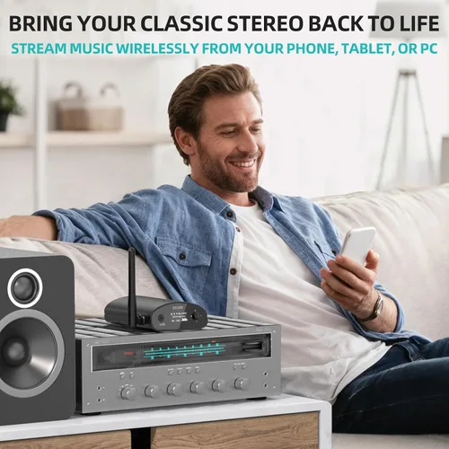 Vista 2 de 1Mii DS500 Receptor Bluetooth 5.3 de alta resolución, DAC audiófilo de 32 bits/384 kHz, LDAC sin pérdida y aptX HD, pantalla OLED, ecualizador