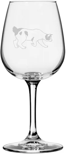 Vista 40 de Copa de vino de 12.75 onzas con temática de gato abisinio grabada para todo uso