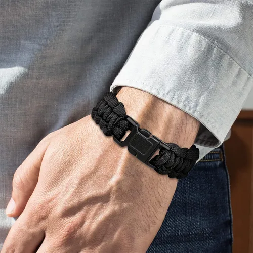 Vista 4 de SanWay - pulsera de supervivencia con silbato multifunción, con Paracord., Multicolor, Bhchpcd-blk