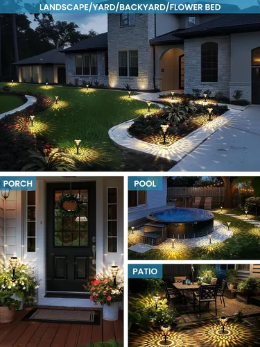 Vista 2 de SOLPEX - Luces solares para caminos de jardín, decoración de luces solares para jardín, iluminación impermeable de paisaje alimentada por energía