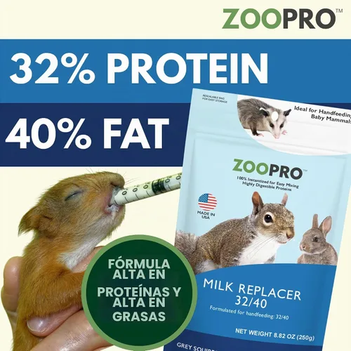 Vista 5 de Sustituto de leche – Fórmula saludable en polvo ideal para ardillas bebés, conejos, zarigüeyas, mapaches 100% instantánea para mezclar proteínas