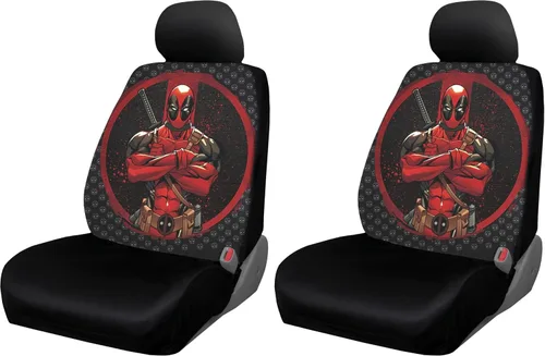 Vista 6 de Plasticolor 008669R01 Deadpool Repeater de Marvel Funda de asiento de espalda baja universal para coche, camioneta o SUV