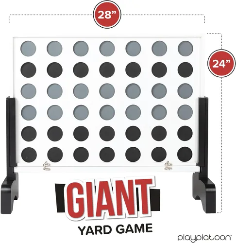 Vista 2 de Play Platoon Juego gigante de madera 4 en una fila para exteriores - Juego de mesa 4 en una fila para exteriores con monedas, estuche y reglas