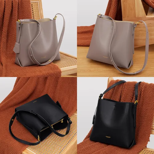 Vista 3 de Cnoles Bolsos de mano de diseñador de cuero genuino para mujer, bolsos y bolsos de mano para mujer, bolso de hombro con asa superior de moda