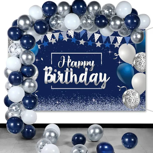 Vista 8 de Tatuo Kit de globos de confeti de cumpleaños de color verde salvia, paquete de pancartas de fondo de fotografía para niños, niñas, hombres
