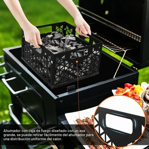 Vista 8 de Cesta de Carbón Firebox para Ahumador Offset Oklahoma Joe, Accesorios de Parrilla para Ahumado Largo y Eficiente, Cesta de Fuego de 12" x 12" x 7.5