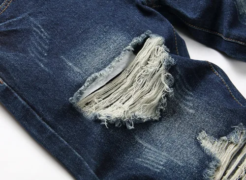 Vista 5 de OIIIO Pantalón vaquero de pierna recta rasgados para hombre