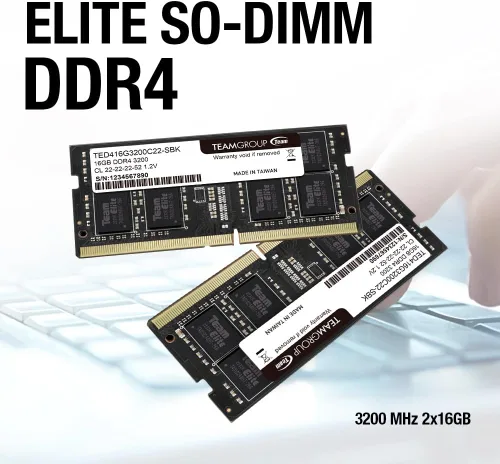 Vista 6 de TEAMGROUP Elite DDR4 de 8 GB individual 3200 MHz PC4-25600 CL22 sin búfer, no ECC 1.2 V SODIMM 260 pines para laptop estilo Notebook, PC, módulo
