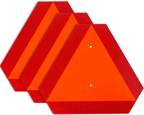 Vista 9 de Letrero reflectante de movimiento lento para vehículo, triángulo de vehículo de movimiento lento, 14 x 16 pulgadas, 80 mil de grosor, de plástico