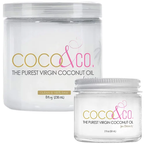 Vista 7 de COCO & CO. Aceite de coco orgánico puro extra virgen para cabello y piel, grado de belleza, mini frasco, 2 onzas (2 onzas (paquete de 4))