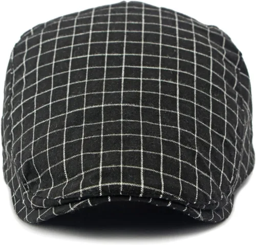 Vista 2 de Paquete de 2 gorras planas de algodón a cuadros para hombre, diseño de Ivy Cabbie Golf Gatsby