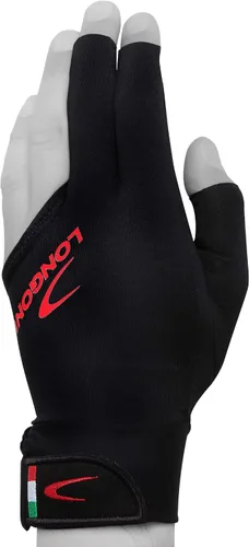 Vista 2 de Longoni Black Fire 2.0 - Guante de billar para mano izquierda o derecha, color negro