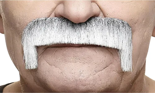 Vista 54 de Mustaches Self-Adhesive Fake Mustache, Synthetic Fur Costume Accessory Set Arqueólogo gris con blanco