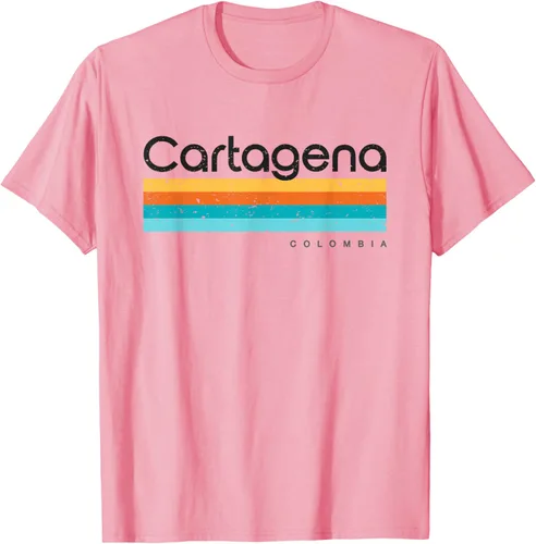 Vista 77 de Camiseta vintage de Cartagena Colombia con diseño retro, Blanco, S