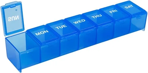 Vista 10 de EZY DOSE - Estuche semanal (7 días) para pastillas diarias, planificador de medicinas, organizador de vitaminas, contenedor de suplementos