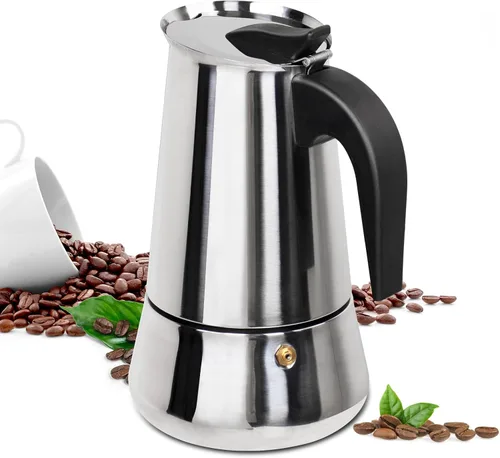 Vista 10 de 2 Tazas Moka de Acero Inoxidable 100ml Cafetera de Espresso Italiana para Estufa Cafeteras Moka Percolador Cafetera Greca para Estufa de Inducción