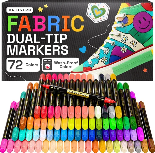 Vista 14 de ARTISTRO 2 marcadores de tela negros de doble punta – Kit de decoración de tela – Permanente para ropa – Bolígrafos de pintura acrílica para tenis