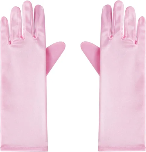 Vista 2 de Papoopy Guantes de satén para niñas para primera comunión princesa fiesta de té disfraz de 3 a 12 años