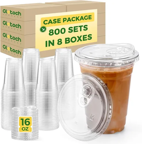 Vista 9 de Glotoch Express - Vasos de plástico con tapas para sorber sin pajilla, 24 onzas, 100