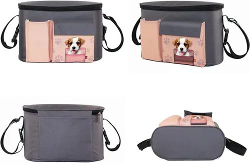 Vista 2 de Organizador de cochecito Bolsa de cochecito Múltiples bolsillos Gran capacidad Dos métodos de uso (negro)