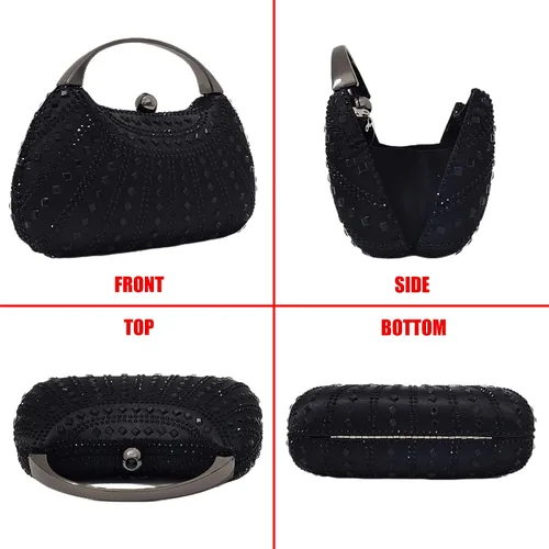 Vista 2 de Elegante bolso de mano de cristal con diamantes de imitación para mujer, bolso de fiesta, boda, baile de graduación, bolsa brillante