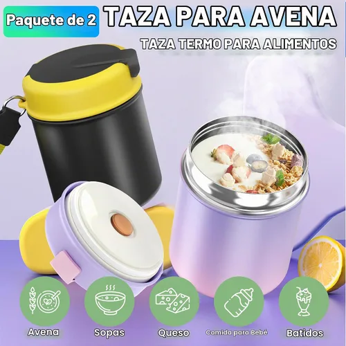 Vista 3 de Termo para comida caliente para niños, 15.8 onzas, recipiente de sopa a prueba de fugas, tarro de comida aislado de boca ancha con cuchara plegable