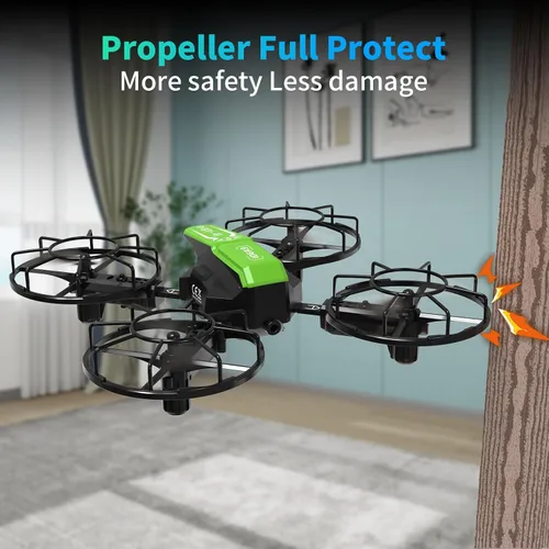 Vista 7 de LE-IDEA IDEA9 Mini Drones con cámara 4K para principiantes, IDEA9 cuadricóptero RC modo sin cabeza 360° Flip, verde