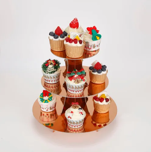 Vista 11 de YLDW Soporte para Cupcakes de 3 Niveles, Soporte para Pastel, Torre de Soporte para Cupcakes DIY Escalonada para Exhibiciones de Mesa de Postres